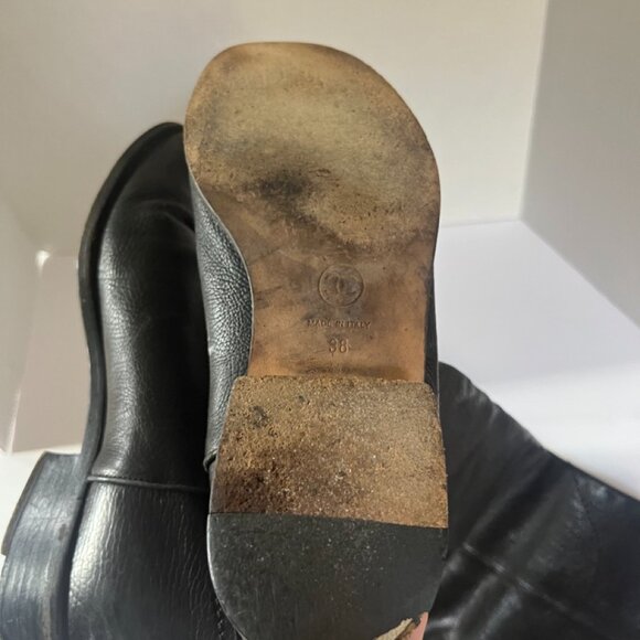 Chanel Black Leather Knee High Boots Size 38 / US 7.5 - Picture 12 of 14